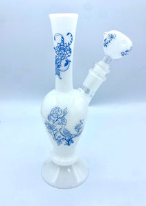 9" Porcelain Water Pipe Bong Tobacco Smoking Pipe Glass Bowl