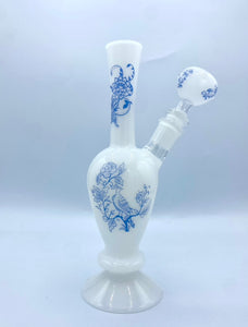 9" Porcelain Water Pipe Bong Tobacco Smoking Pipe Glass Bowl