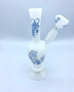 9" Porcelain Water Pipe Bong Tobacco Smoking Pipe Glass Bowl