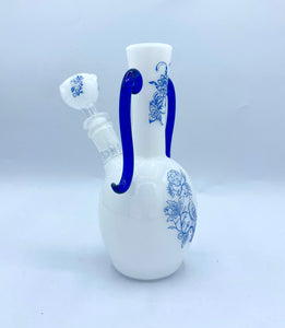 7" Porcelain Water Pipe Bong Tobacco Smoking Pipe Glass Bowl