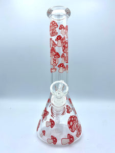 10" Glass Hookah Bong Smoking Beaker Water Pipe Heavy Pipe 14mm Bowl Mushrooms