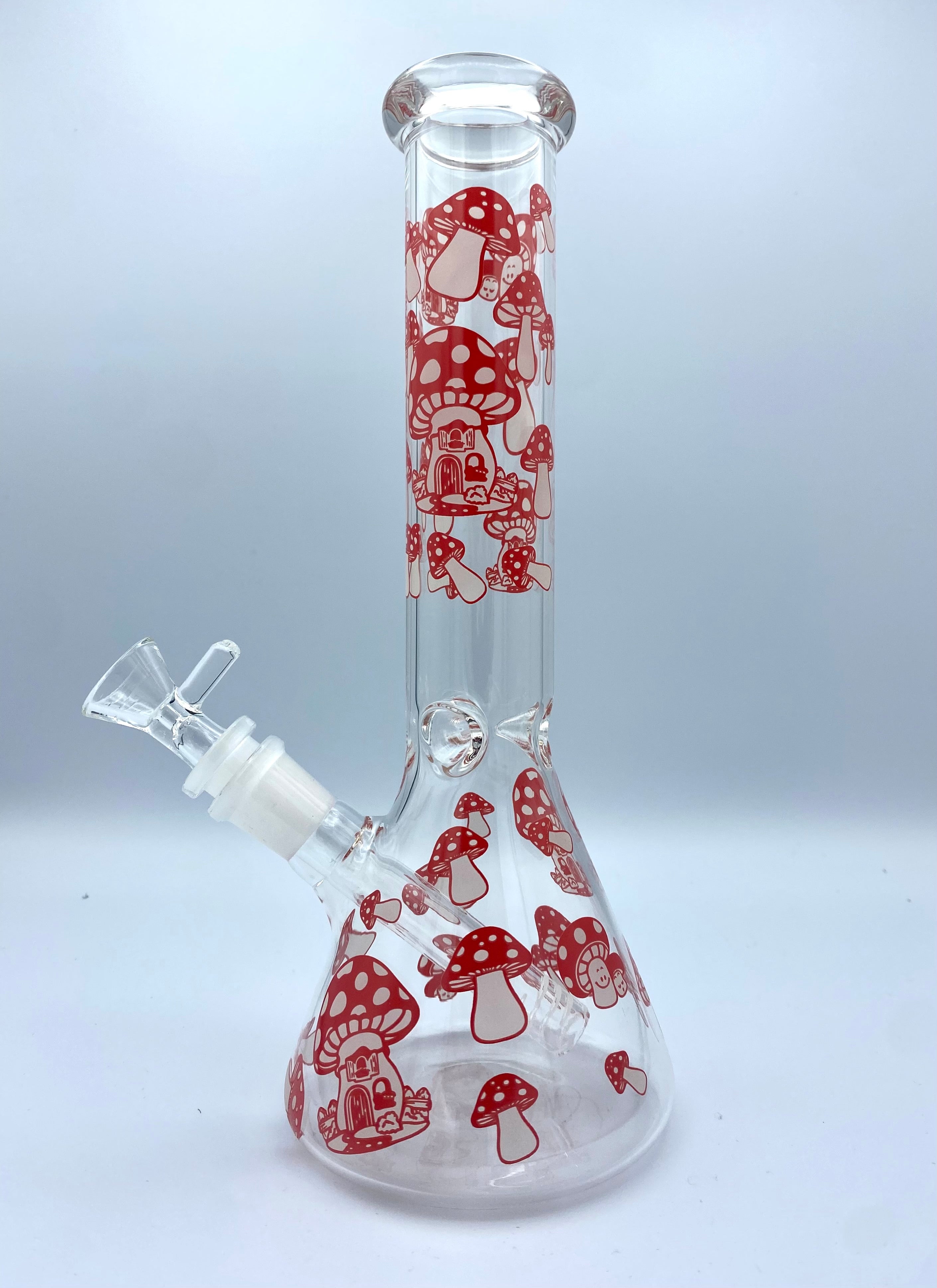 10" Glass Hookah Bong Smoking Beaker Water Pipe Heavy Pipe 14mm Bowl Mushrooms