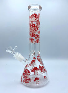 10" Glass Hookah Bong Smoking Beaker Water Pipe Heavy Pipe 14mm Bowl Mushrooms