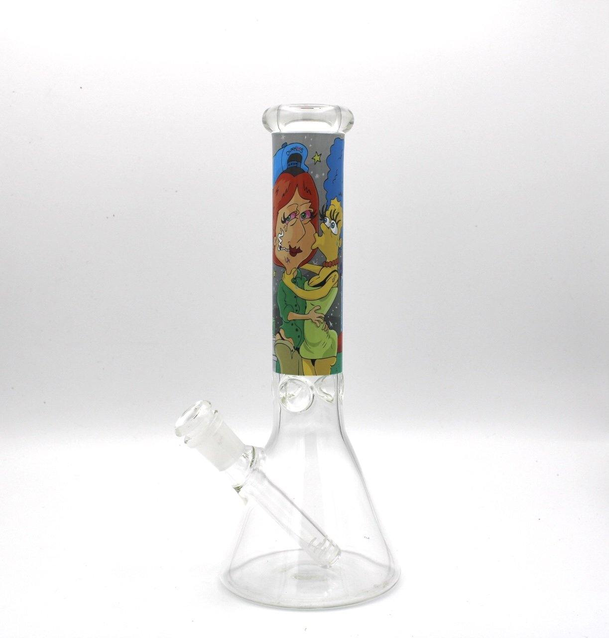 10" Heavy Glass Bong with 14mm glass bowl and Ice catcher Simpsons design - Bongsus