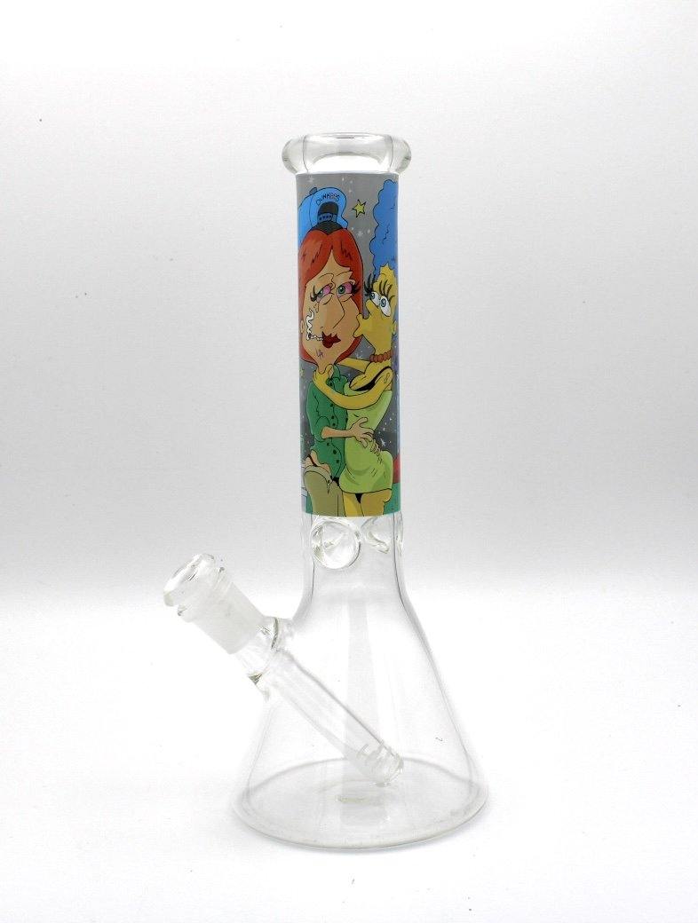 10" Heavy Glass Bong with 14mm glass bowl and Ice catcher Simpsons design - Bongsus