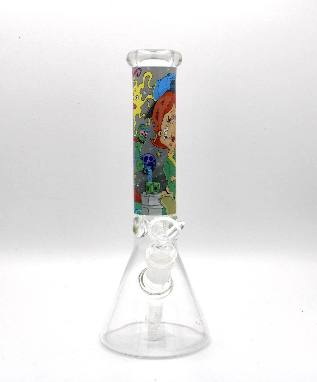 10" Heavy Glass Bong with 14mm glass bowl and Ice catcher Simpsons design - Bongsus